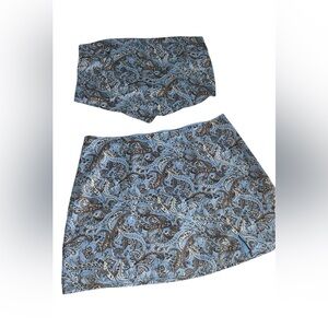 Hollister Paisley Two-Piece Set | Scarf Top & Mini Skirt | Size M